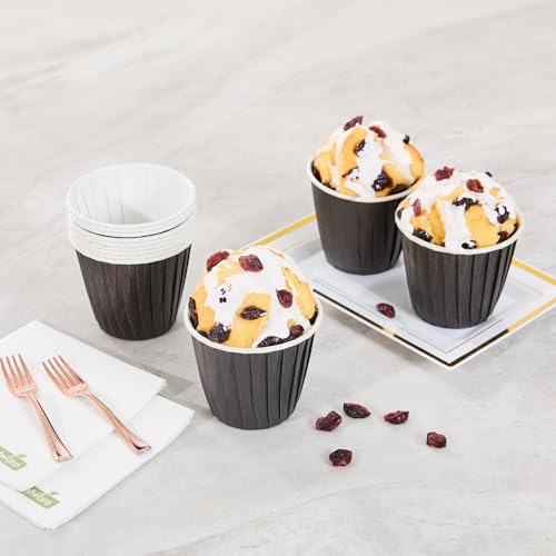Restaurantware 4 oz Round Black Paper Tall Baking Cup, 200 Pack - color: Black, size: Tall