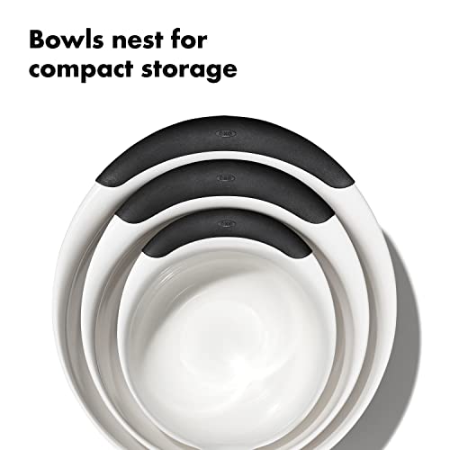 OXO Good Grips 3-Piece Plastic Mixing Bowl Set - Black & White - color: White, size: Small, Medium, Large