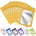 FUNFERY 100 Pack Mylar Resealable Bags, Gold Foil Packaging Bags - color: Gold, size: 7 x 10 inch
