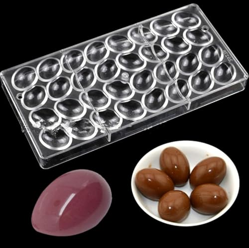 32 Grid Chocolate Candy Mold PC Polycarbonate Chocolate Making Mould with Scraper (Oval Egg Shape) - color: Oval Egg Shape