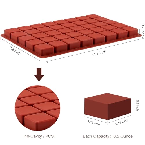JOERSH Square Silicone Caramel Hard Candy Molds, 2 Pack, 1.2" x 1.2" x 0.7" - color: 2 Pcs: 40 Cups, 1.2x1.2x0.7 Inch