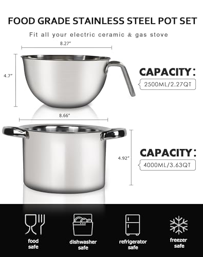 Marsheepy 2.3QT Double Boiler Melting Pot with 3.6QT Stainless Steel Pot - size: 2500ML