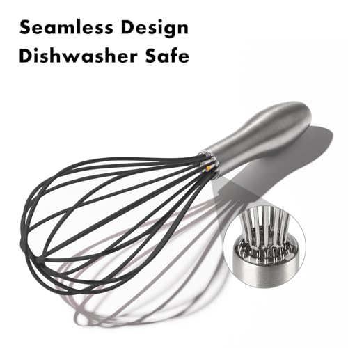 OYV 10-Inch Black Silicone Whisk, Non-Scratch, 18/10 Stainless Steel Handle - size: 10 inch black