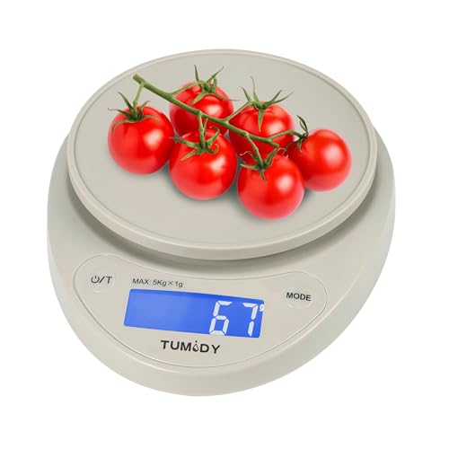 Small Digital Kitchen Scale Food, Scale for Baking Cooking, 11lb/5kg, Khaki - color: oatmilk