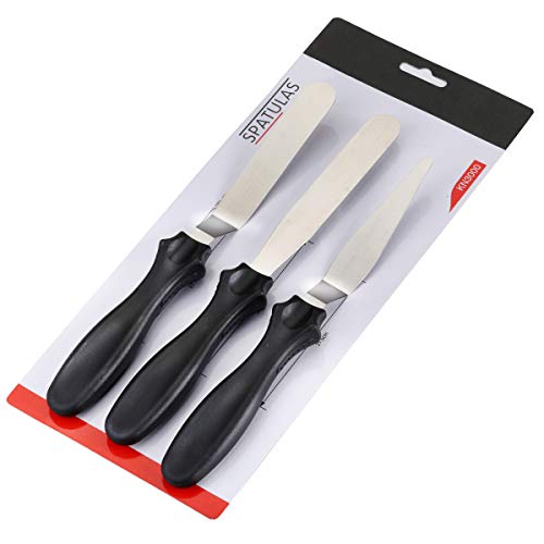 Szxc Small Baking Icing Spatulas Set, 2 Offset 1 Straight for Cake Frosting Decorating - color: Black