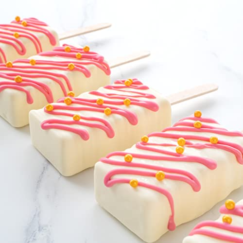 Pastry Tek 4 Cavities Popsicle Mold, 1 Rectangle Cakesicle Mold - Flexible, Freezable, White Silicone Cake Popsicle Mold, Easy Release, For Baking - Restaurantware - size: 1 Count, style: Rectangle