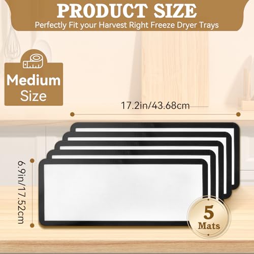 Silicone Baking Mats for Harvest Right Freeze Dryer Trays, Small/Medium/Large, Food-Safe Non-Stick Freeze Drying Mats, Heat Resistant Reusable Oven Liners, Medium-5PCS - size: medium