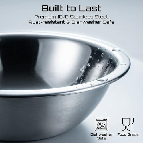 10 Pack 6.5 Inch Small Stainless Steel Bowls for Prep and Cereal