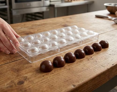 Round Clear Polycarbonate Chocolate Mold, 21-Piece Candy Making Tray - color: Round candy mold