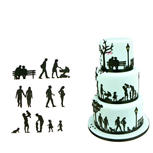 EORTA Set of 11 Fondant/Cookie Cutter Couples Silhouette Gumpaste Flowers Sugar Craft Mold Cake Decorating Tools for Husband and Wife, Wedding Birthday Valentine's Party, Families Theme - size: Families