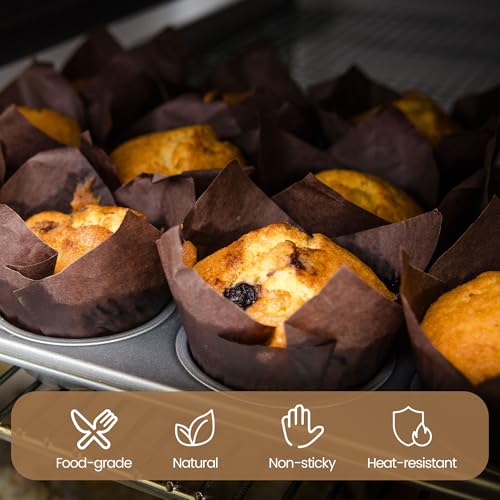 Ruisita 150 Pcs Mini Cupcake Liners Muffin Liners Baking Cups - color: Brown