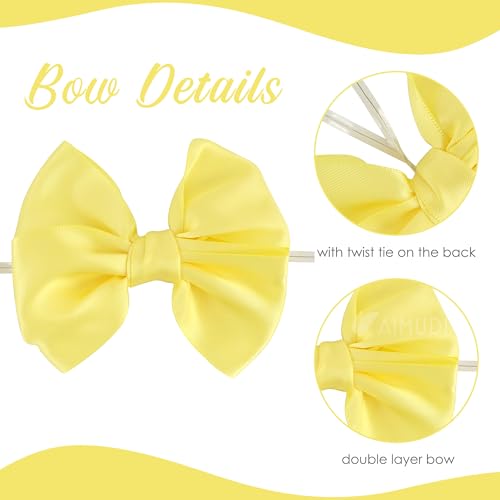 AIMUDI Pastel Bows 3.5" Satin Bows with Twist Ties 6 Colors Pastel Bow for Gift Wrapping Crafts Treat Bags Candy Cake Pop Premade Bow for Easter Day Baby Shower Birthday Spring Decoration, 60 PCs - color: Pastel