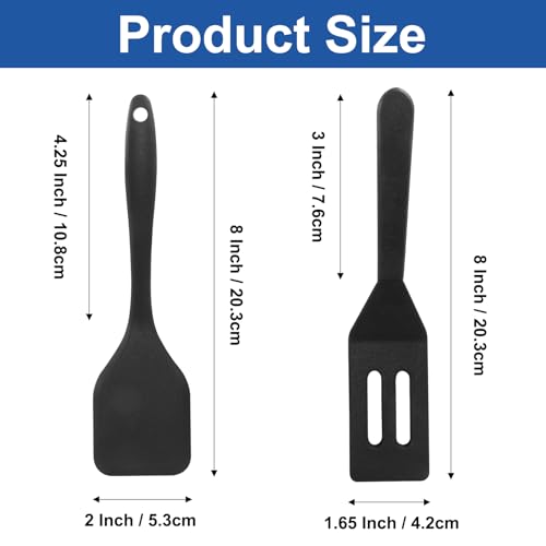 Hitefu 2 Pieces Flexible Mini Spatula, Black - color: Black