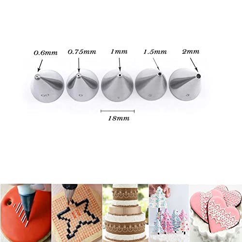 Small Round Piping Tips Set,Icing Piping Nozzles Frosting Tips for Pastry,Writing,Cake Cupcake Cookie Decorating,5 Pcs - color: Type D
