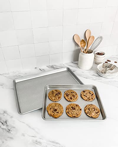 USA Pan Nonstick Half Sheet Pan and Quarter Sheet Pan, Set of 2, Aluminized Steel - size: Half Sheet, Quarter Sheet, style: Set of 2