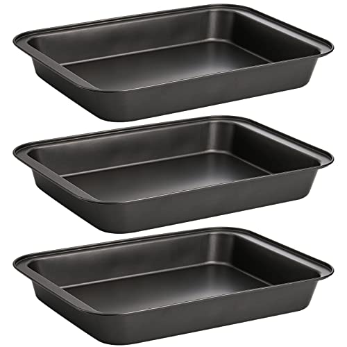 Lyellfe 3 Pack Rectangle Baking Pan, 13 x 9 Inch