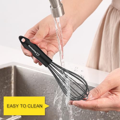 NileHome Silicone Whisk 10" Kitchen Whisk for Cooking，Black - size: 1-Pack
