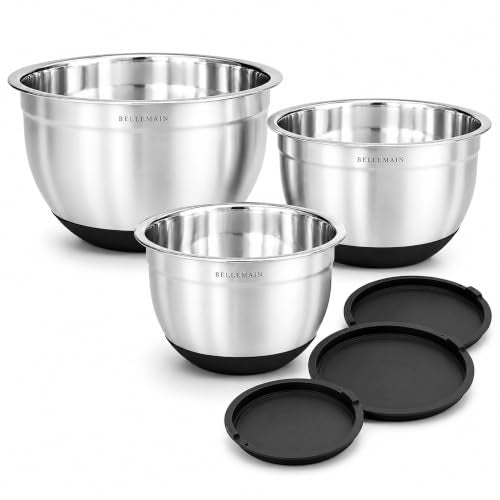 Bellemain Stainless Steel Mixing Bowls with Airtight Lids Set - Set of 3 - size: 3 Piece