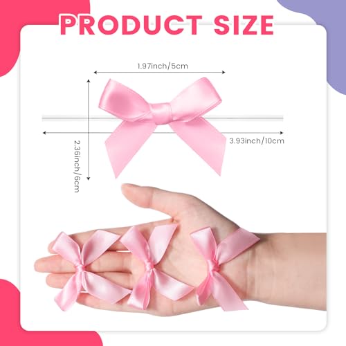 Cunhill 300 Pcs Cake Pop Sticks with Transparent Bags and Ribbon Bows, Pink