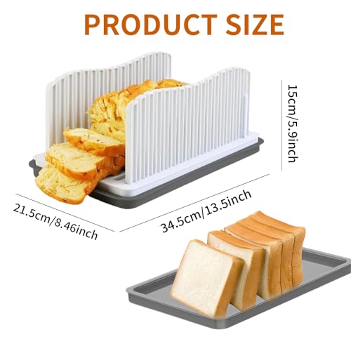Professional Bread Slicer with Adjustable Guide, Foldable Cutter for Homemade Loafs, Bagels, Crumb Catcher Tray, Dishwasher Safe, Effortless Thick/Thin Slices