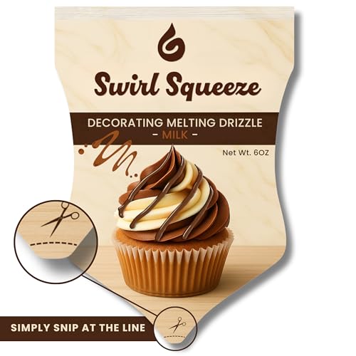 SwirlSqueeze by KIDU Pantry – Microwaveable Drizzle Pouch with 6oz Milk Merckens Melting Wafers – Simply Microwave, Snip, and Drizzle | 3 Pack - size: 6 Ounce (Pack of 3)