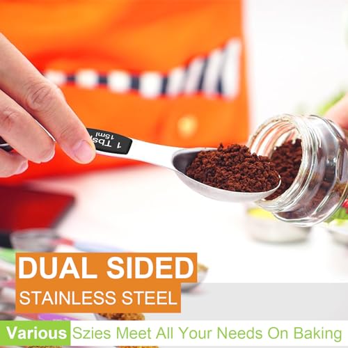 Wildone Stainless Steel Magnetic Measuring Spoons with Strong Magnets, 14pc - color: Black