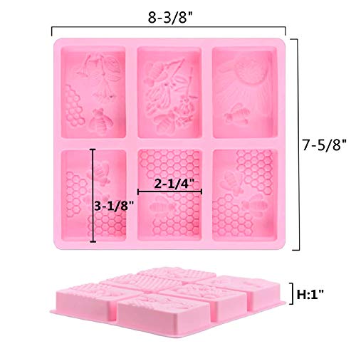 Honeycomb Molds Bee Silicone Soap Mold for Soap Making - color: Rectangular Honeycomb, size: 2pcs