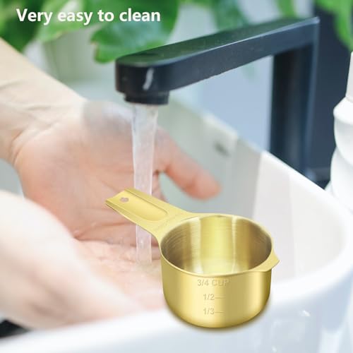 1 Cup (240 ml | 8 oz | 240 cc) Stainless Steel Measuring Cup, Metal Measuring Cup for Cooking & Baking(Gold) - color: Gold, size: 1 Cup (240 ml | 240 cc | 8 oz)