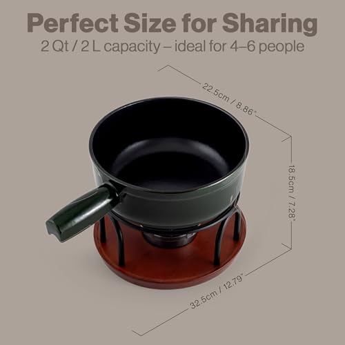 Swissmar Ticino Cast Iron Cheese Fondue Set, 9-Piece, 2 Liter, Green Color - color: Green
