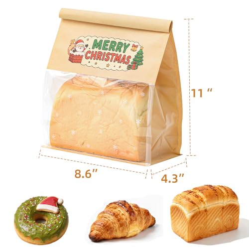 50 Pack Large Christmas Bread Bags with Tin Tie Tab Lock 11" × 8.6" × 4.3" - color: Christmas, size: Large