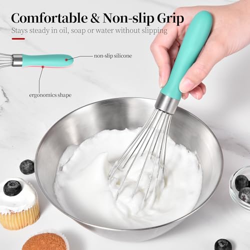 18/8 Stainless Steel Balloon Whisk for Cooking (Small, Aqua Sky) - color: Aqua Sky, size: Small, 9.06in