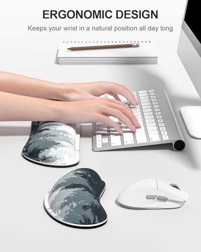 Large Mouse Pad with Wrist Rests for Keyboard & Mouse, Thick Soft Ergonomic Memory Foam Wrist Supports, Big & Long Desk Mat 35.5 x 15.7 in, for Office Gaming Computer, Misty Forest - color: Ink Painting Misty Forest