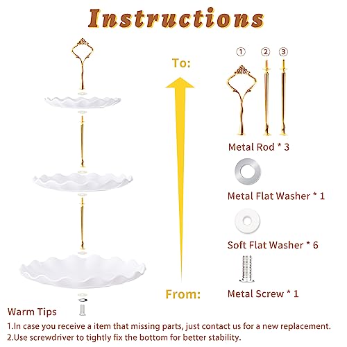 BACUTHY 3 Tier Cupcake Stand Holder, Plastic Cup Cake Tower Stand, White - color: White