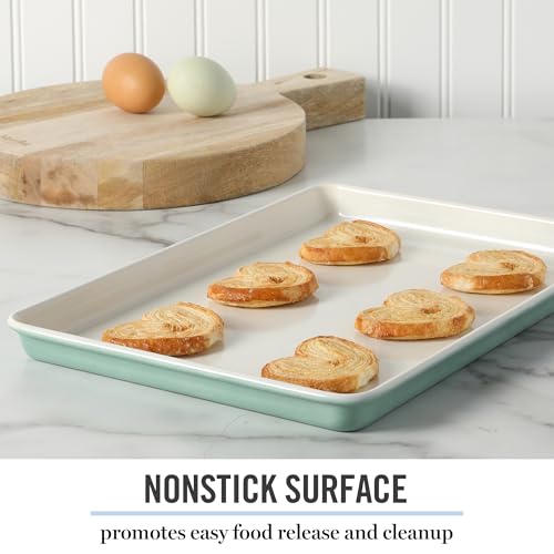 Martha Stewart Gallen 13 x 9 Inch Nonstick Carbon Steel Cookie Sheet - Teal Durable Baking Pan for Cookies, Brownies & Roasting - color: Teal, size: 13" Cookie Sheet