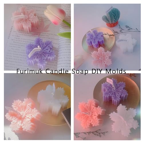 2 Pcs Christmas Snowflake Silicone Mold Candle Soap DIY Molds Christmas Baking Tray Cake Candy Chocolate Making Tools