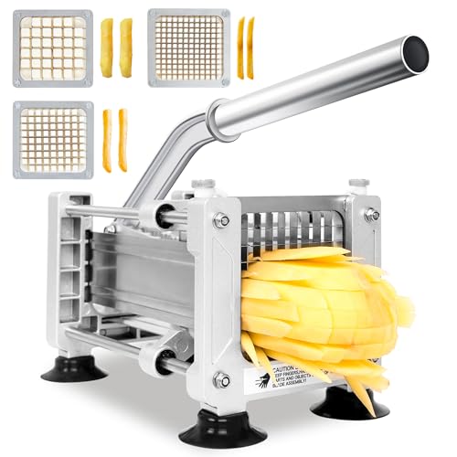 BIEAMA French Fry Cutter with 1/4", 3/8", 1/2" Stainless Steel Blades - size: 1/4" & 3/8" & 1/2" Blade (Small Machine)
