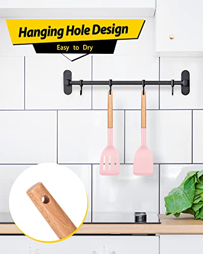 BUNDLEPRO Silicone Spatula, Solid & Slotted Turner, BPA-Free, 2 Pack, Pink - color: Pink