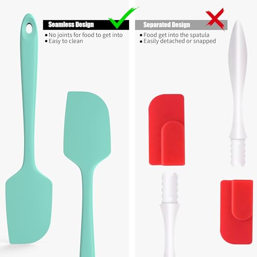 Doosu 600°F Heat Resistant Silicone Spatula Scrapers (Set of 4, Aqua Sky) - color: Aqua Sky, size: Set of 4