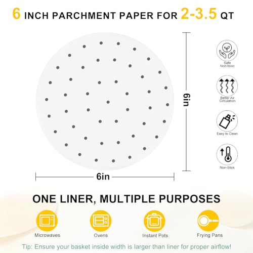 Air Fryer Parchment Paper Liners, 6 Inch 100 Pcs - color: White, size: 6IN