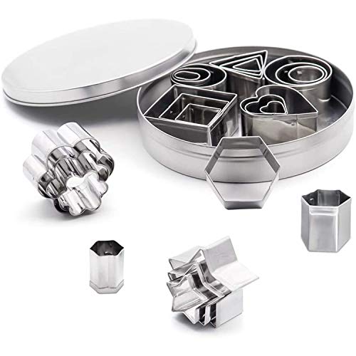 24 Pcs Geometric Shapes Cutters Set, DIY Stainless Steel Metal Cookie Cutters, Star Flower Hexagon Round Heart Square Triangle Oval Stainless Steel Cutter for Baking Small Cookie Cutters