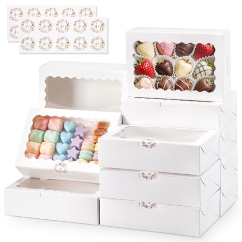 Cookie Boxes with Window, Pack of 20, 9x6x2.5 Inches - size: 9x6x2.5 inches