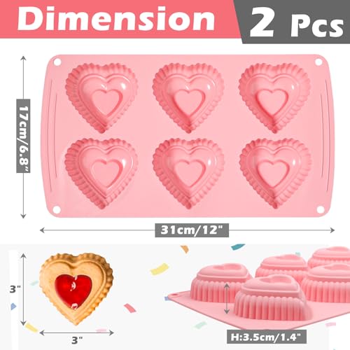 Webake Silicone Heart Cake Mold 3 Inch Tiered Mini Heart Shaped Cake Pans, Heart Cake Molds Muffin Pan, Pack of 2 - style: Tiered Heart