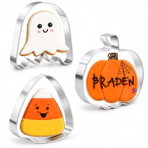 Large 4-Inch Halloween Cookie Cutters, 3-Piece Stainless Steel Set - style: Halloween