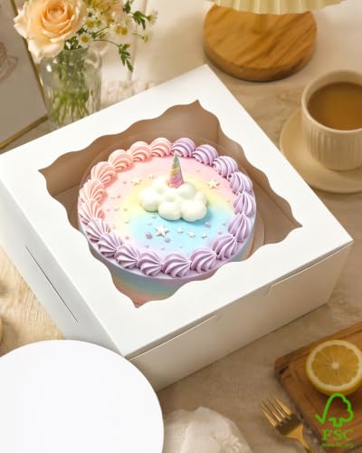 Bakepacker 6"x6"x5" Cake Boxes with Window 36 Sets White - color: White, size: 36Sets,6"x6"x5"