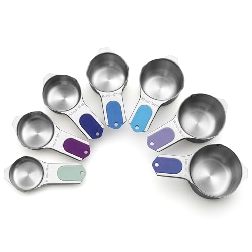 Spring Chef Magnetic Stainless Steel Measuring Cups Set of 7, Winter Frost - color: Winter Frost, size: Magnetic - Set of 7