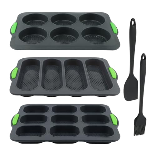 5 Pcs Silicone Hamburger Bun Pan and Baguette Pan Set