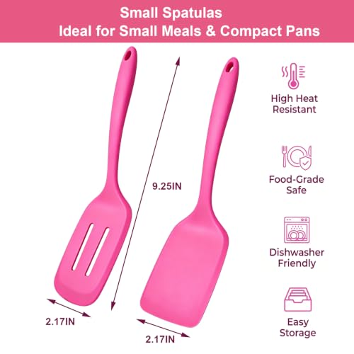 Small Silicone Spatula Set, Mini Spatula Heat Resistant for Serving, Baking - color: Pink