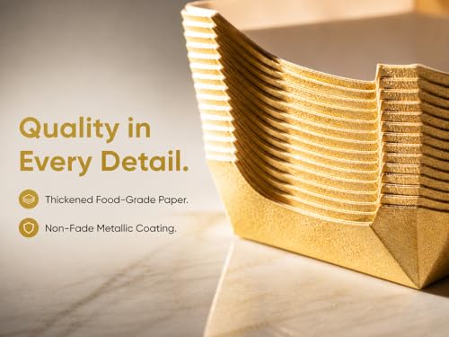 100 Pcs Square Cupcake Liners, Gold Paper Baking Cups for Muffin, Disposable Dessert Mousse Tray, Brownie Pastry Wrappers for Party Wedding