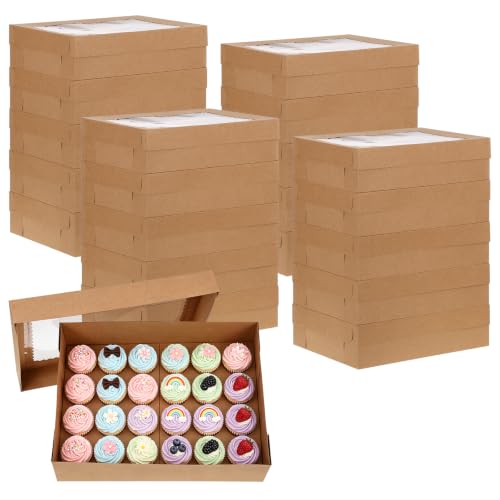 20 Pcs Brown Cupcake Boxes 24 Standard Cupcake, Kraft Paper Bakery Box - color: Brown (20 Pack)