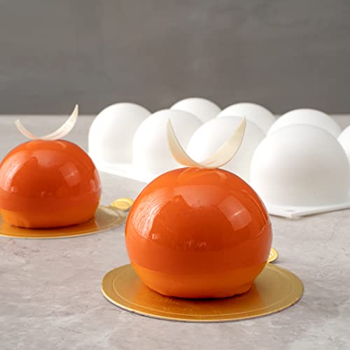 Restaurantware-Pastry Tek 8 Cavities Ball Mold, 1 Oven-Ready Chocolate Mold - Flexible, Freezable, White Silicone Baking Mold, Easy Release, For Making Candies or Chocolates - size: 1 Count, style: Ball
